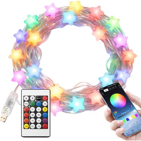 Guirlande lumineuse LED RGB, télécommande, application, USB, pour la décoration intérieure, les fêtes, le jardin et les événements.-AquaForge (1/5)