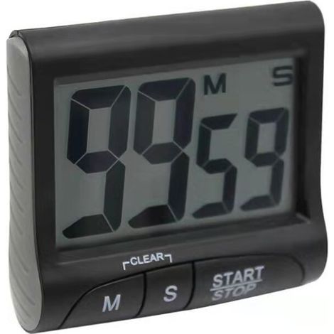 royaluxe - Minuteur de cuisine "Countdown" (avec minuterie et fonction chronomètre, fixation via un aimant, une pince, un support ou un support, à piles, numérique) Noir - (1/5)