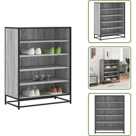 Schuhschrank Grau Sonoma 75x38x97,5 cm Holzwerkstoff Metall - Schuhschrank - Schuhschränke - Schuhe Aufbewahrung - Schuhaufbewahrung (1/5)