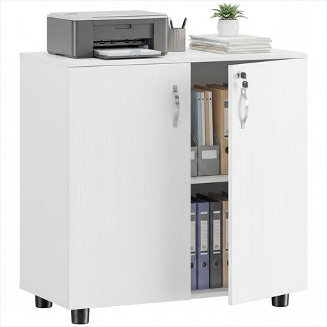 Meuble de rangement de bureau blanc 80 x 40 x 80 cm verrouillable (1/5)