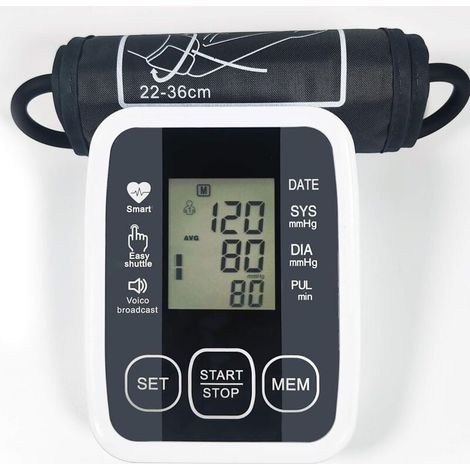 Elektronisches Oberarm-Blutdruckmessgerät mit verstellbarer Manschette (22–36 cm), automatischer Blutdruckmessung, ärztlichem Zertifikat und großem LCD-Display (XXW)