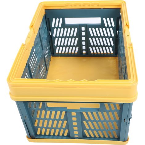 Paniers pliables avec poignées en polypropylène imperméable, boîtes de rangement pliables pour la maison, la cuisine, la chambre ou le bureau, jaune et vert, grande taille (1/5)