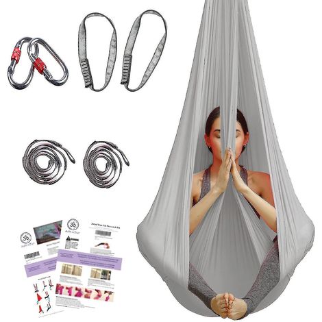Aerial-Yoga-Hängematte – Strapazierfähiges Aerial-Gewebe mit Verlängerungsgurten und Karabinern – Aerial-Gewebe für den Heimgebrauch (1/5)