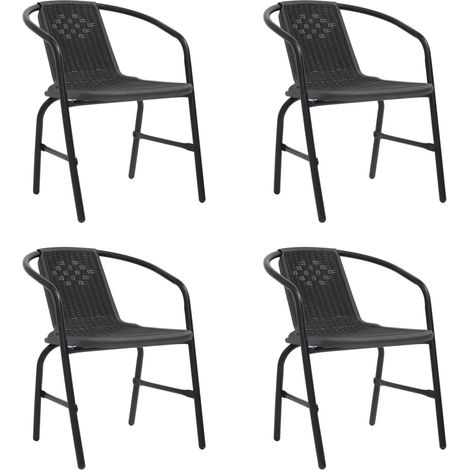 vidaXL Chaises de jardin lot de 4 Rotin de plastique et acier 110 kg (1/5)