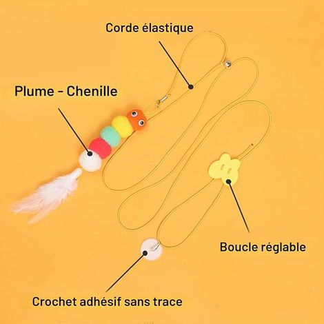Hanging Cat Toys, Colorful Cat Toy with Catnip, Elastic Rope Toy Kitten Indoor Feather Toy with Bell for Exercise Eliminates Boredom (1/4)