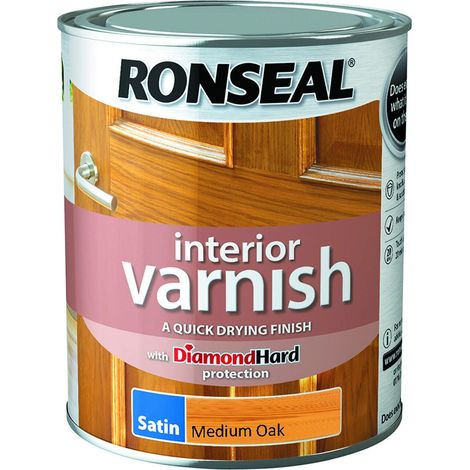 Ronseal Interior Varnish Quick Dry Satin Medium Oak 750ml