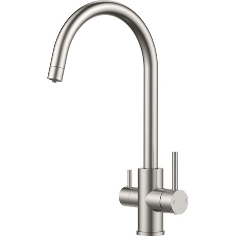 Robinet Cuisine 3 Voies, Double levier, Acier Inoxydable (1/5)