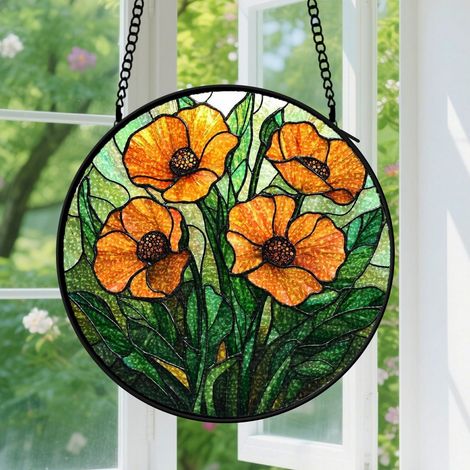 9cm Suspension en vitrail - Attrape-soleil élégant unique artistique, décoration intérieure colorée, cadeau Anniversaire pour femme, homme, tante (1/5)