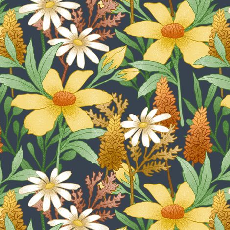 Tela decorativa para exteriores Oxford - motivo de flores amarillas I DR262 (1/5)