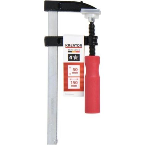 KREATOR sargento d/pletin.150 , Sargento para Carpintería de 50 x 150 mm
Para trabajos de sujeción, amarre, fijación de piezas y perfiles.