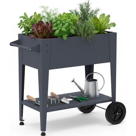 Westmann Metall Hochbeet mit Rollen anthrazit