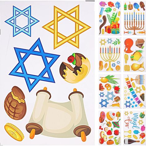 Autocollants Statiques pour Fenêtres Hanoukka, 9 Pièces, Décoration de Vitres pour Fête, Adhésifs sans Trace, Faciles à Poser, pour Décoration Intérieure de Maison (1/5)