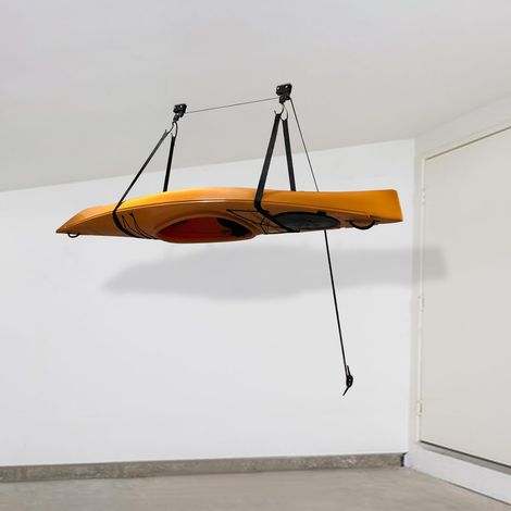 Lot de 2 supports de suspension pour kayak, montage au plafond, pour vélo, kayak, canoë, paddle, vélo, buanderie, cave, garage (1/5)