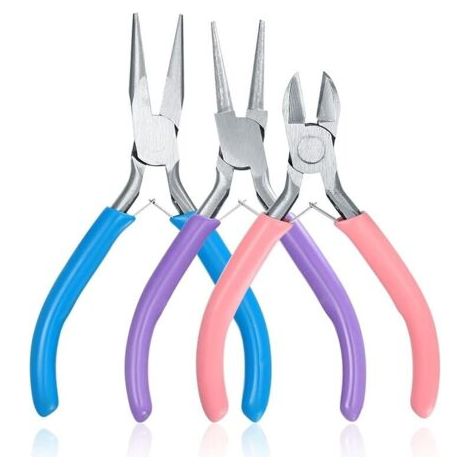 3 Pinces à Bijoux, Pince Trousse Outils de Fabrication de Bijoux, Pinces à Becs Aiguilles, Pinces à Bec Long, Pinces à Becs de Chaîne, Coupe-fil (1/4)