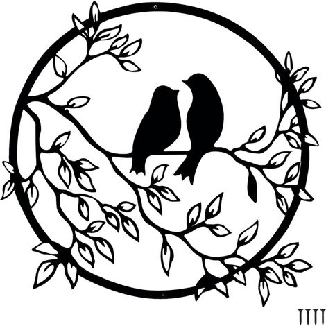 CCYKXADécoration Murale en métal Oiseau sur Branche d'arbre, Silhouette Murale d'oiseaux en Fer Noir, Art Mural Suspendu en métal pour Jardin intérieur et (1/5)
