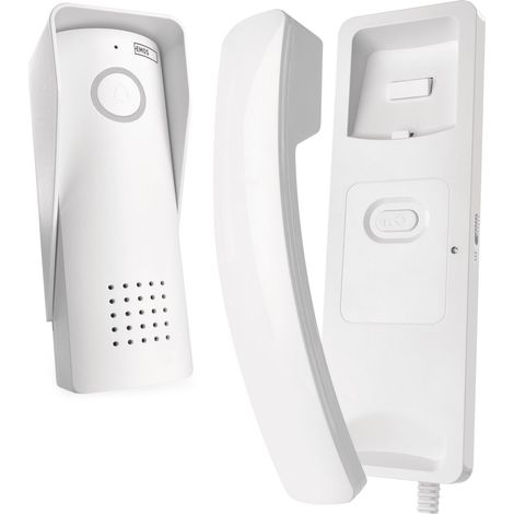 EMOS - Set di citofono audio, wireless - connessione wireless, design elegante - Kit audio/citofono con apertura porta - facile da usare - Connettore di alimentazione (230 V/12 V) - bianco (1/5)