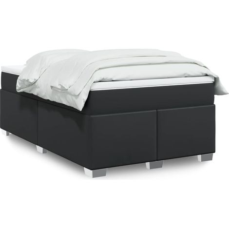 Boxspringbett mit Matratze Schwarz 120x200 cm Kunstleder