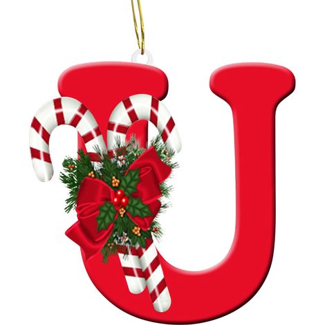 Lettre Personnalisée - Décoration Arbre De Noël En Acrylique - Pendentif Suspendu Pour Arbre De Noël Porte-Clés Ou Déco Intérieure - 9 cm - Lot De 1 (1/5)