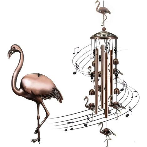 Carillon à Vent Rétro - Flamingo aus Metall - 95cm - Gartendekoration