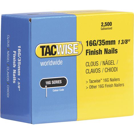 Tacwise 0665 16G 20mm Finish Nails Galvanised 2500 Pack DBN600ZJ DFN50V GFN64V