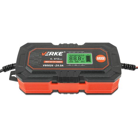 Cargador Microprocesador 6V y 12V 4,0A Verke para Baterías Automotrices