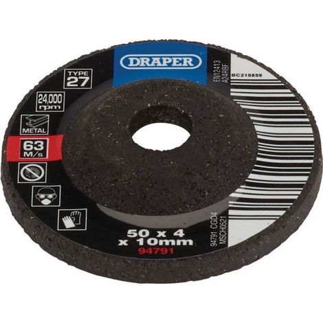 Draper DPC Metal Grinding Disc – 50x4x10mm, Suitable for Metal Surface Grinding, Model 94791 (1/2)