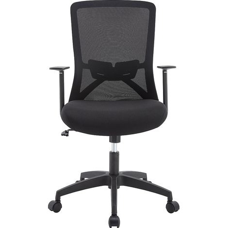 Chaise de bureau - Tissu - Noir - DELVORA (1/4)