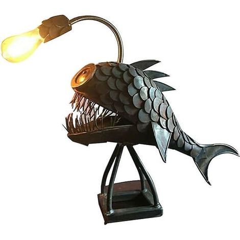 BelleRise - Lampe de pêcheur, lampe de bureau en métal rechargeable par USB, décoration artisanale pour petites pièces (1/5)