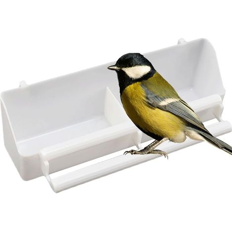 Mangeoire portable multifonctionnelle pour cage à oiseaux avec double mangeoire - Blanche