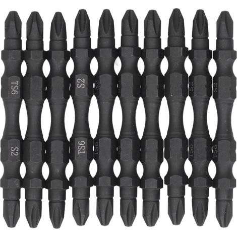 Jeu de 10 embouts tournevis double face magnétique PH2, queue hexagonale 1/4 pouce, tête compacte, outillage manuel professionnel (1/5)