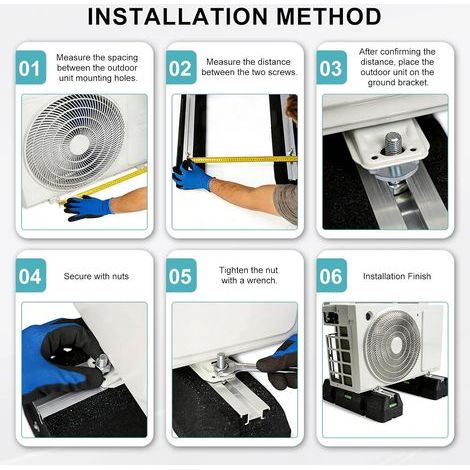 Silent blocs antivibratoires pour pompe à chaleur 400mm – Charge max 300kg – Caoutchouc résistant aux UV – Installation facile sans outils