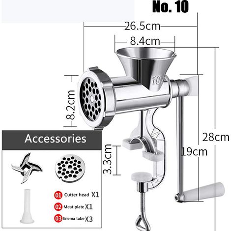 Hachoir à viande manuel multifonction en alliage d'aluminium avec manivelle amovible pour la cuisine domestique (1/5)