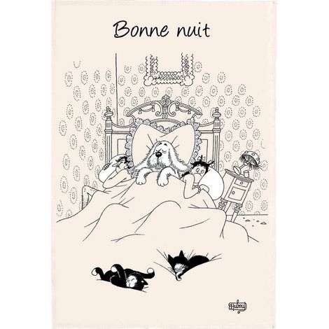 Torchon de Cuisine en Coton Bonne Nuit Essuie-Vaisselle Souple Écru 48 x 72 cm - PANGIVO