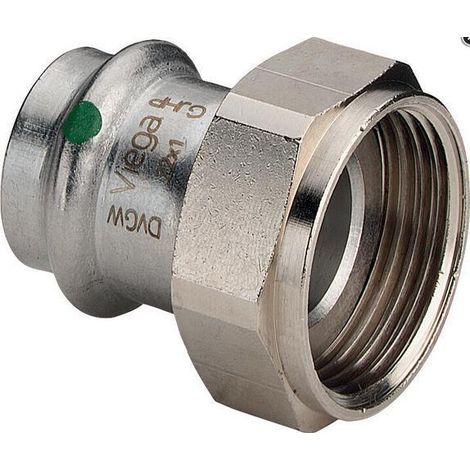 Viega Sanpress Inox raccord 437619 22mmxG 3/4, acier inoxydable, joint plat, SC-Contur