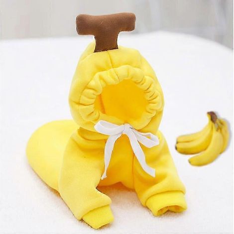 Warme Winterkleidung für Hunde, niedlicher Obst-Hundemantel, Kapuzenpullover, Fleece-Hundekostümjacke für Französische Bulldogge, Chihuahua, Ropa Para Perro Gelb (1/5)