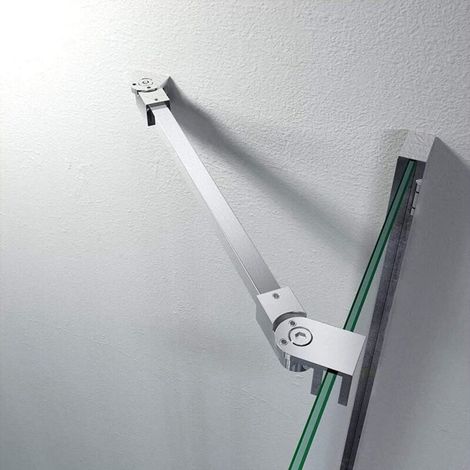 Tige de traction fixe pour porte de douche en verre sans cadre en acier inoxydable de 40 cm, tige de support mur à verre, adaptée au verre de 6 mm, 8 mm, 10 mm d'épaisseur
