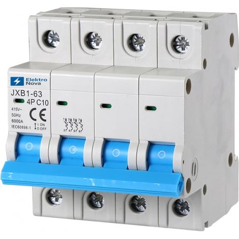 Interrupteur magnétothermique triphasé 4P 10A C10 6KA - 4 modules DIN - 380V