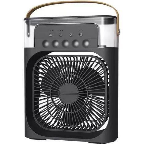 Ventilateur USB 600 ml avec humidificateur, 3 vitesses de ventilation, humidificateur et climatiseur portable 2 en 1 (noir, 26 cm de hauteur) (1/5)