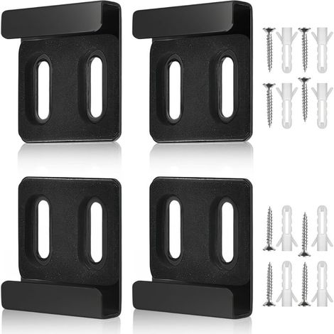 4 Pièces Fixation Miroir Mural, Double Trous Supports de Miroirs Muraux, Noir Fixation pour Miroir, avec 8 Vis et 8 Chevilles D'expansion, pour Miroirs de 4 à 6 mm D'épaisseur (1/4)