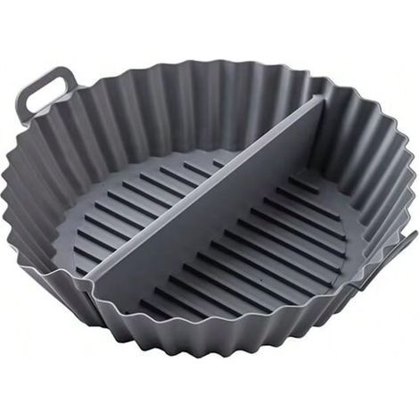 Moule Silicone Air Fryer, 2 Pièces Rond Accessoires Air Fryer Réutilisable Moule Air Fryer Plat Silicone Air Fryer pour Air Fryer Micro-ondes Four, Gris (1/2)