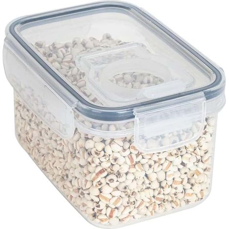Boîte de rangement transparente avec couvercle, distributeur de céréales sec, conteneur alimentaire en plastique, boîte de stockage de cuisine 0,8L organisateur (1/5)