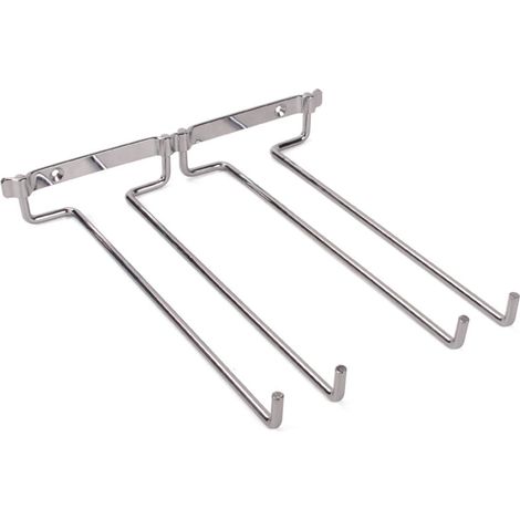 Doppelreihiges, verchromtes Weinglasregal aus Eisen zur Wandmontage für Bar und Haushalt, elegant und platzsparend für Stielgläser - Crezuo