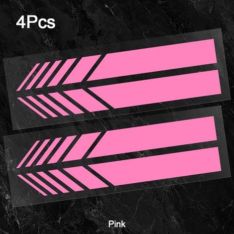 Autocollants réfléchissants JDM roses pour voiture - Bandes classiques en vinyle, auto-adhésifs et faciles à installer - Compatibles avec toutes les carrosseries - Imperméables, lot de 4 (1/4)