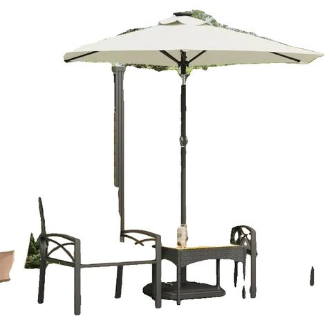 Sombrilla de exterior, plegable, con ángulo ajustable, color blanco. (1/2)