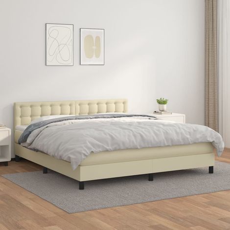 Boxspringbett mit Matratze Creme 180x200 cm Kunstleder (1/5)