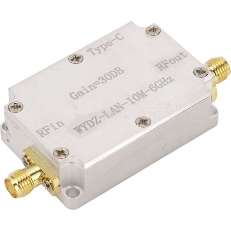 Amplificateur RF Large Bande 10MHz-6GHz Gain Haut Faible Bruit Connexion SMA Femelle pour Radioamateur et Récepteurs (1/5)