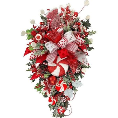 Guirxiété de Noël en Forme de Canne en Bonbon, Ornement de Porte d'Entrée, Décor de Maison (1/4)