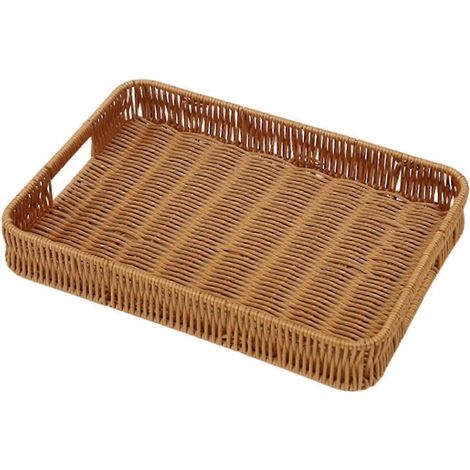 Plateau de service à fruits et légumes tressé à la main, style campagnard. Objet artisanal multifonctionnel idéal pour décorer votre intérieur, votre garde-manger, votre cuisine ou votre restaurant.-S