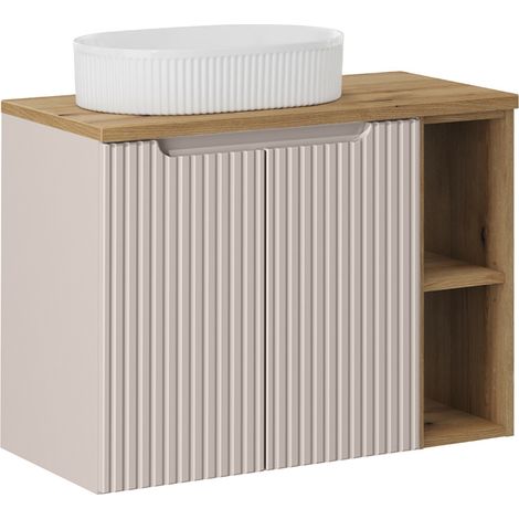Waschtisch 80.4cm Riva, Kaschmir und Holzoptik