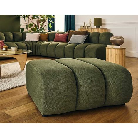 Lisa Design – Pouf en tissu texturé vert – Dimensions 42x94x88 cm – Charge max 120 kg – Assise confortable – Fabrication européenne (1/5)
